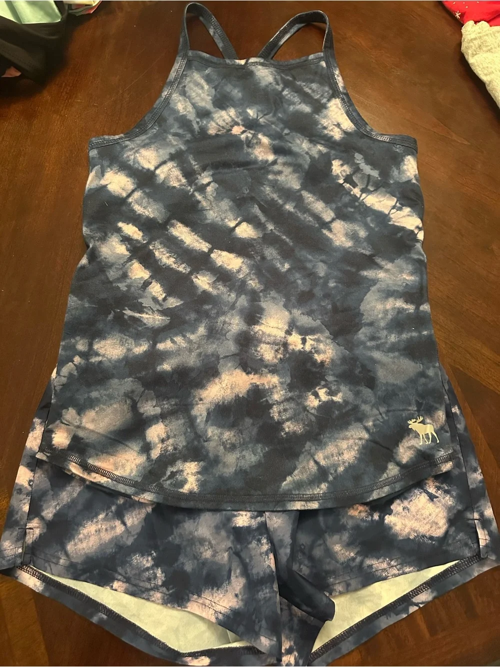 abercrombie kids Navy Blue and White Tie-Dye Sleep Tank & Shorts Set